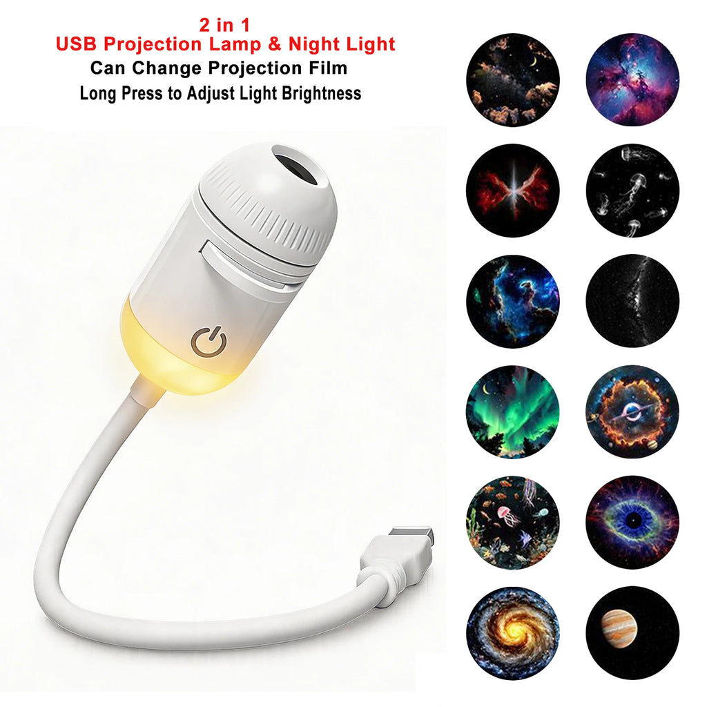USB Car Atmosphere Projector Light Car Interior Ambient Light LED Starry Star Light Party Decor Romantic Saturn Galaxy Light